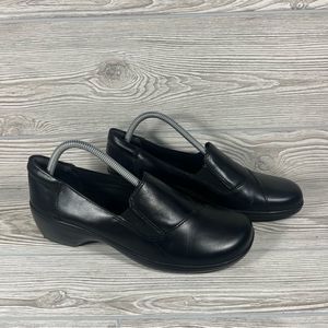 Clarks Collections Black Leather Low Heel Wedge Slip On Shoe - Women’s 10